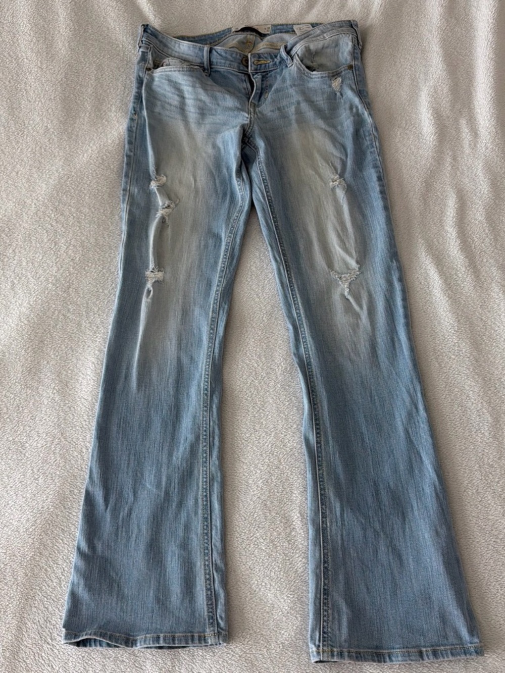 Hollister Light Blue Distressed Flare Jeans